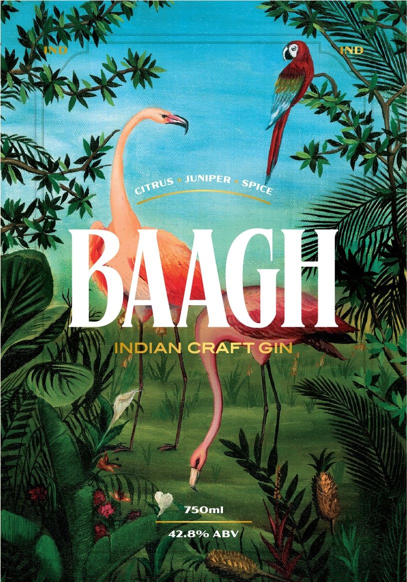 The finished painting as the Baagh bottle label